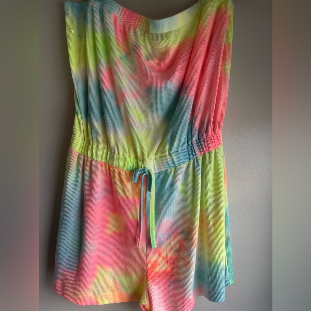 Tie-Dye Romper With Elastic Waste